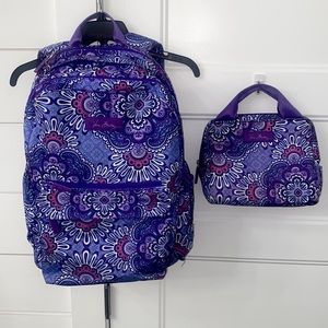 Vera Bradley Essential Laptop Backpack with Matching Lighten Up Lunch Cooler